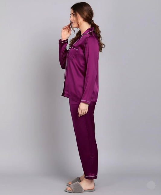 Plain Silk Purple Night Dress