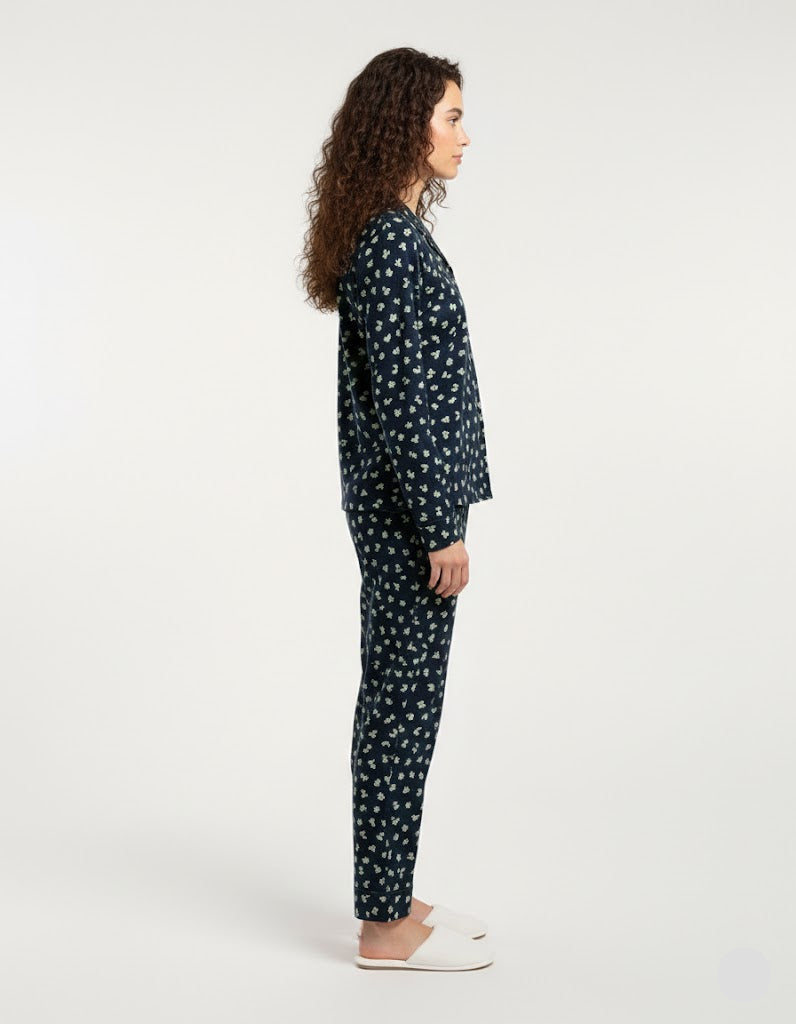 Linen Pajama Suit - Flory Night