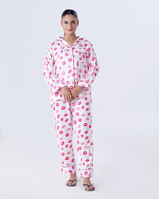 Love Kiss Print Nightwear PJ Set