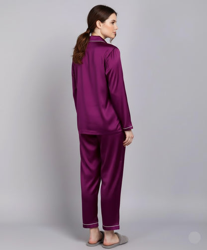 Plain Silk Purple  Night Dress