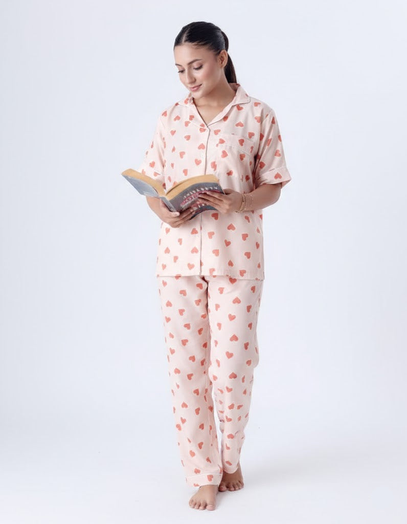 Summer Pajama Suit - Love Hearts