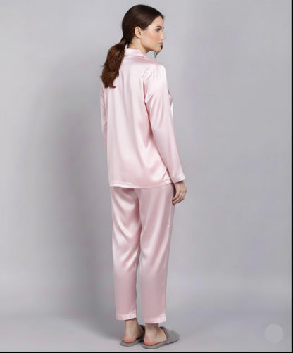 Plain Silk Pink Night Dress