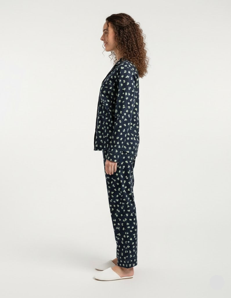 Linen Pajama Suit - Flory Night