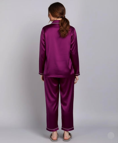 Plain Silk Purple  Night Dress