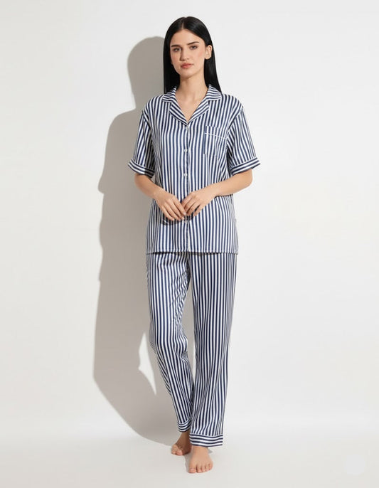 Linen Pajama Suit - Urban Stripes