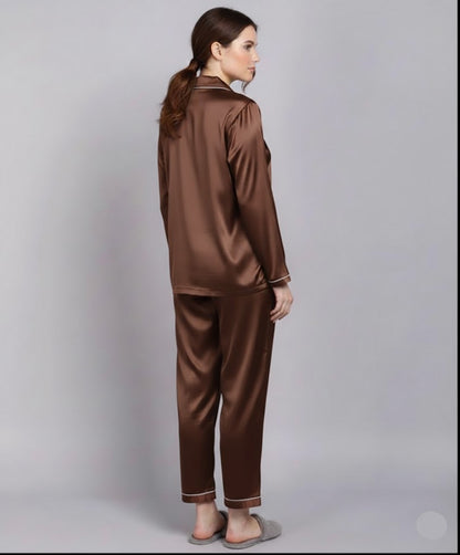 Plain Silk Brown Night Dress