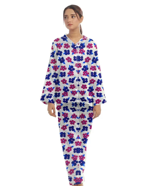 Linen Pajama Suit with Scrunchie – Dream Flora | SAFQ