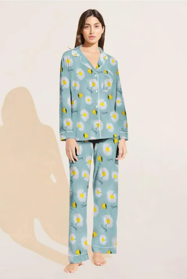 Floral Sun Flower Linen Pajamas Set – SAFQ