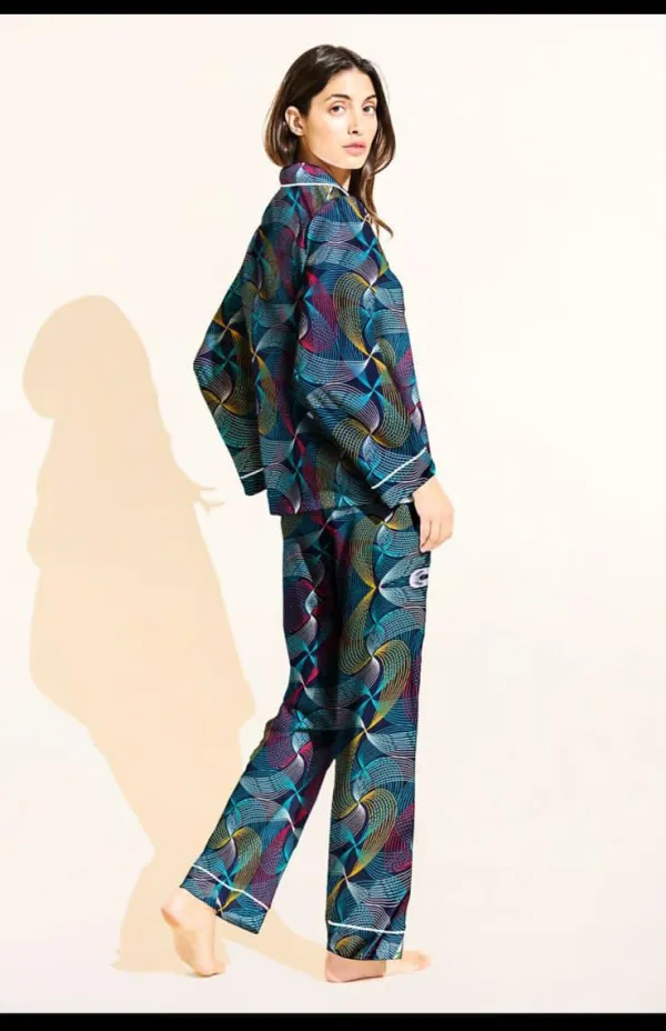 Multi-Print Linen Pajama Set – Soft & Stylish Nightwear for Women